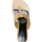 A top view of a single beige Proenza Schouler Cable T Strap Sandal with a toe loop, gathered top strap, black insole, and flat slip-on sole.