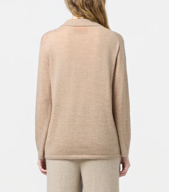 Model wears the Showtime Cashmere Shirt and matching pants by Guest in Residence, shown from the back against a plain white background.