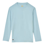 The Johnnie-O Boys' Basin Jr. Performance UPF Long Sleeve Sun Shirt is shown on a white background, offering UPF50 sun protection and keeping kids cool and dry in style.