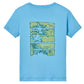 The Johnnie-O Boys Jr. Pocket T-Shirt is a light blue faded short-sleeve tee with a palm trees and birds graphic plus "PARADISE SOUTH AMERICA" text on the back, perfect for all-day comfort.