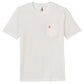 The Johnnie-O Boys Jr. Pocket T-Shirt is a faded white short-sleeve tee with a front pocket and small orange logo, offering all-day comfort.
