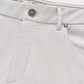 Close-up of the front pocket and waistband on a pair of light gray Johnnie-O Cross Country Flex Pants, crafted from stretch knit fabric with a button, belt loop, and visible stitching details.