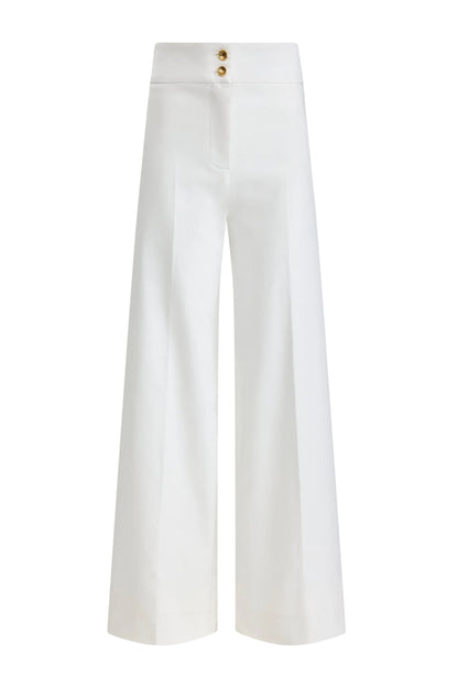 The Altuzarra Rudy Pant features a high-waisted, wide-leg silhouette, front seam detail, and two gold buttons at the waistband.