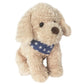 Bentley the Golden Doodle by Mon Ami is a plush dog toy with floppy ears, wearing a blue star bandana, sitting adorably on a white background.