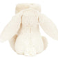 The Blossom Cream Bunny 'Berry' Soother by Jellycat features soft cream fur, floppy ears, and a round tail—perfect as a gift for babies or paired with a snuggle blanket for added comfort.