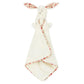 The Jellycat Blossom Cream Bunny 'Berry' Soother features plush white fabric, long floral-patterned ears, and a floral-trimmed edge—an adorable baby gift perfect for cozy cuddles.