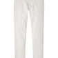 Peter Millar eb66 Performance Five-Pocket Pants in beige, displayed flat, highlight their front pockets and button closure, made with moisture-wicking fabric.