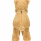 A tan stuffed animal, resembling a bear, is shown from the back. There is a zipper running down its back and adjustable straps, turning this adorable Jellycat Smudge Bear Backpack creation into the perfect Jellycat accessory.