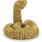 A plush toy shaped like a coiled snake with a raised head, made from a soft, light brown material. The Jellycat Slither Snake is crafted from polyester for a cuddly yet durable textured snake toy experience.