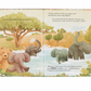 An illustrated children's book page depicts Bartholomew Bear and three elephants playing in a river. Text on the right reads a dialogue between the characters discussing swimming and bravery, reminding readers that it's a "Jellycat It's a Big World Bartholomew Book" by Jellycat.