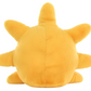 A cuddly bundle, the Jellycat Amuseables Sun, Medium plush toy is shaped like a yellow-orange sun with rays, shown from the back.