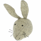 The Fiona Walker Hare Head Wall Decoration - Mini is a handcrafted piece featuring large ears and simple facial features, made from organic wool in a sophisticated grey color.