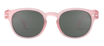 A pair of IZIPIZI #C Polarized Sunglasses for kids, featuring a light pink frame and dark, polarized lenses that provide excellent UV protection.