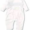 Kissy Kissy Footie with Hand Smocking - White/Lt Blue