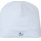 The Kissy Kissy Premier Puppies Hand Embroidered Striped Hat by Kissy Kissy is a light blue baby hat made from soft Pima cotton. It features a folded brim and a delicate hand-embroidered puppy design, providing cozy warmth for your little one's head.