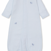 Kissy Kissy Premier Hand Embroidered Striped Puppies Convertible Gown - Light Blue