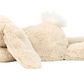 Jellycat’s Smudge Rabbit Medium is a soft plush rabbit with floppy ears and a white tail, lying on its stomach—an adorable baby gift, shown isolated on a white background.