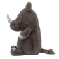 Meet Jellycat Roderick Rhinoceros, a sturdy plush toy with grey fur and a white horn, sitting upright on a white background.