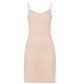 The Hanro Ultralight Bodydress by Hanro USA is a sleeveless slip dress in blush pink, featuring thin spaghetti straps and a v-neckline, made from quick-drying fabric for ultralight daywear.