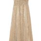 This dazzling Lily Dress by Altuzarra is a floor-length gold sequin gown with a gathered waist, side slit, and elegant short sleeves for added allure.