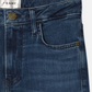 Take a closer look at the Frame Le Crop Mini Boot Cascade, a pair of dark blue denim jeans featuring a high-rise waist and a noticeable metal button. The pocket exudes classic charm, while the "Frame" label assures exceptional quality. Experience both comfort and style with these super stretch denim jeans.