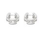 The Johanna Earrings by Lie Studio are small, silver hoops with a chunky interlocking chain design, offering elegant creol style that's perfect for everyday wear and shown on a white background.