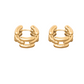 The Johanna Earrings by Lie Studio are small, gold creols with a chunky interlocking design—an elegant choice for everyday wear, shown on a white background.