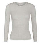 The TWP Knit Wool Crewneck by TWP is a luxurious, light grey, long-sleeved shirt made from a wool blend and displayed against a white background.