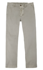 The Sid Masburn Garment Dyed Field Pant, from the brand Sid Mashburn, is a pair of slim-straight trousers in light beige. They are crafted from lightweight cotton twill and feature a button-and-zipper closure, belt loops, and two front pockets when laid flat.