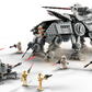 The LEGO® Star Wars AT-TE Walker set by LEGO® includes clone troopers, droids, weaponry, and various minifigures battling around a large gray AT-TE Walker.