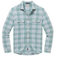 The Faherty Legend™ Sweater Shirt, a bestseller featuring green and white plaid, two chest pockets, and brown buttons, is crafted from soft knit fabric and displayed on a plain background.