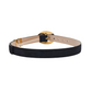 The Altuzarra Vintage Brass Buckle Belt features black Italian suede with an adjustable fit and a vintage brass buckle, shown against a white background.