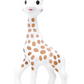 The cherished Sophie la Girafe rubber toy, featuring brown spots and pink cheeks, stands proudly on four legs against a white backdrop. This delightful teether is perfect for entertaining your little one.