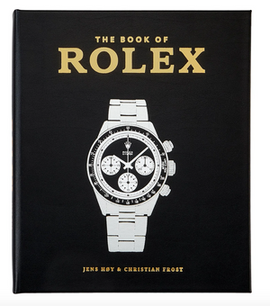 Cover of "Graphic Image The Book of Rolex" by Jens Hoy and Christian Frost, featuring an illustration of a vintage Rolex watch on a black background.