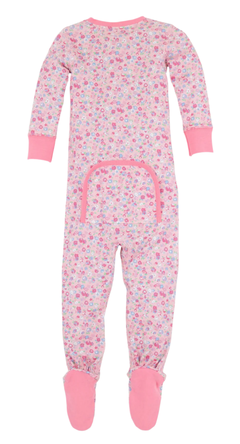 The Beaufort Bonnet Company's Baby Girl's Noelle's Night Night is a pink, long-sleeve onesie with Mableton Mini Floral print, attached footies, and a convenient back flap.