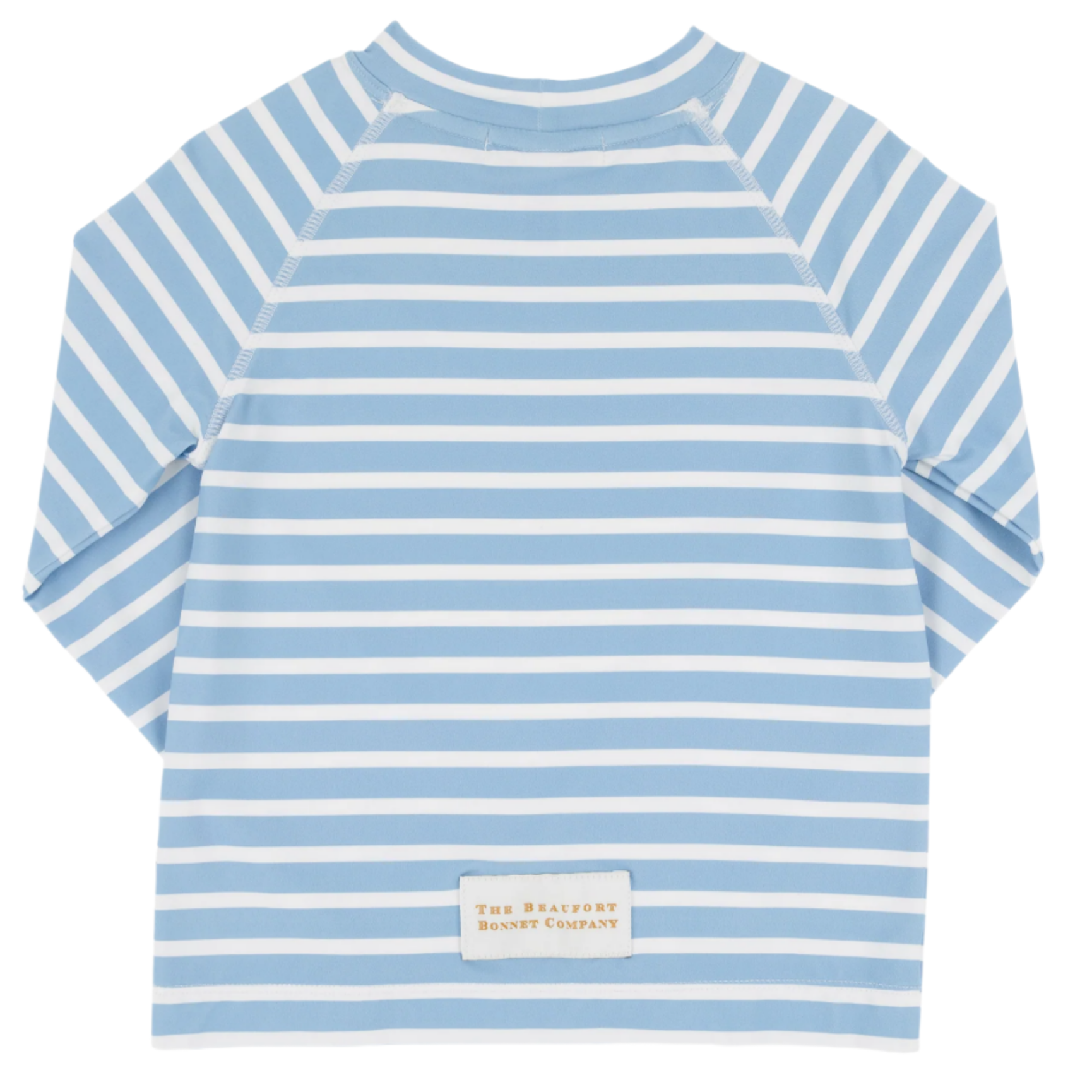 The Beaufort Bonnet Company’s Baby Boys' and Boys' Walker's Wave Swim Shirt is shown laid flat, with a small logo label near the hem. This swim shirt features UPF 35+ sun protection.