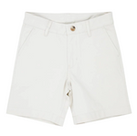 The Beaufort Bonnet Company Boys' Prepletic™ Charlie's Chinos: white knee-length shorts with side pockets, belt loops, and a front button closure, made from performance fabric, shown laid flat on a plain background.