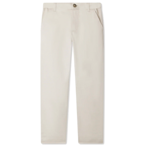 Bonpoint Boys' Timote 4-Pocket Pants in organic cotton, beige, feature a straight-leg cut, side pockets, and front button with zipper closure. Shown laid flat on a white background.