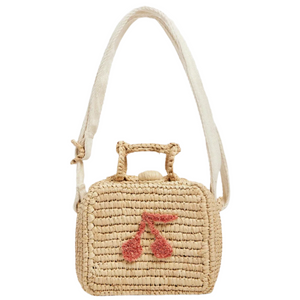 Aimane Raffia Suitcase Bag with Shoulder Strap