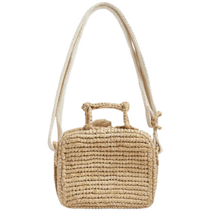 Aimane Raffia Suitcase Bag with Shoulder Strap
