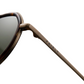 Close-up of The Spiaggia sunglasses by Jimmy Fairly, featuring a tortoiseshell acetate frame and "FAIRLY" engraved on the metal arm, set against a white background.