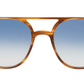 The Lars by Jimmy Fairly: brown tortoiseshell aviator-style sunglasses featuring blue gradient lenses and a chic cellulose acetate frame, displayed on a white background.