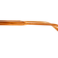 Side view of The Lars by Jimmy Fairly: a brown translucent cellulose acetate eyeglass frame with two small silver dots near the hinge and clear, straight arms, displayed on a white background.