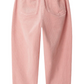 Back view of Bonpoint Girls' Sonie Mom-Fit Pants in Pink Velvet, featuring an elastic waistband and two back pockets. Perfect for girls who love a comfy style.