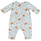 The Angel Dear Baby Boys' Touchdown Time Long Sleeve Henley Romper features a football and playbook pattern with snap buttons at the legs for easy changes.