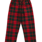 Red and green Baby Boys' and Boys' Twill Sheffield Pants by The Beaufort Bonnet Company, featuring an elastic waistband and two back pockets, displayed flat on a white background.