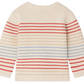 The Bonpoint Baby Boys' and Boys' Aleksi Sweater is cream-colored with red and light blue horizontal stripes, crafted from cotton cashmere, and shown from the back.