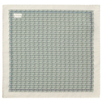 The Geometric Silk Oxford Pocket Square by Eton is an Italian-crafted, square pocket square made from Oxford-woven silk, displaying a repeated geometric pattern of blue and green outlined teardrops and featuring "ETON ATLANTA" subtly printed in small letters in the upper left corner.