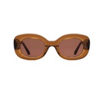 Cinnamon by Jimmy Fairly: rectangular sunglasses with thick cellulose acetate frames, metal hinges, and tinted lenses, displayed on a white background.