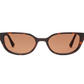 The Pippa cat-eye sunglasses by Jimmy Fairly feature a butterfly frame crafted from dark tortoiseshell cellulose acetate and brown tinted lenses, displayed against a white background.